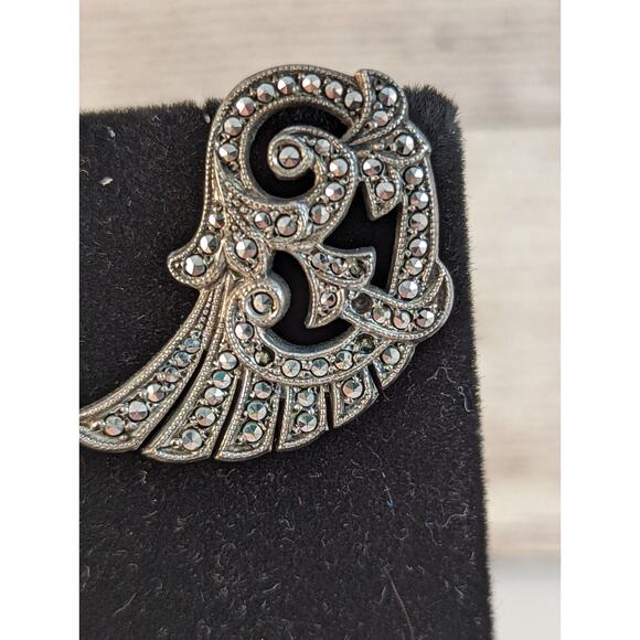 Marcasite earrings Posts Couple of Stones Missing see photos Art Deco - Picture 10 of 10